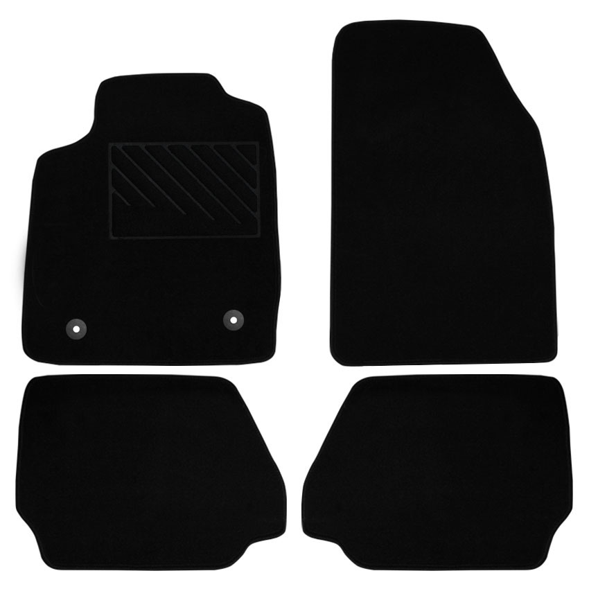 Μοκέτα Tuft μαύρη για Ford Fiesta VI με στρογγυλά κουμπώματα 4τμχ