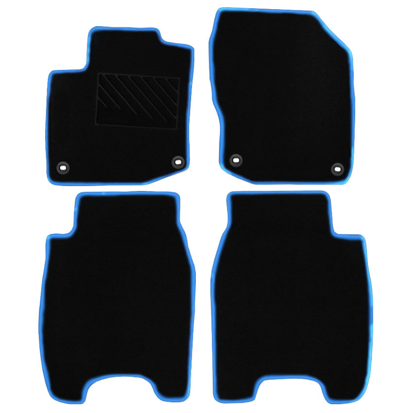 Μοκέτα Tuft μαύρη με μπλε ρέλι για Honda Civic (IX) 5D με οβάλ κουμπώματα 4τμχ