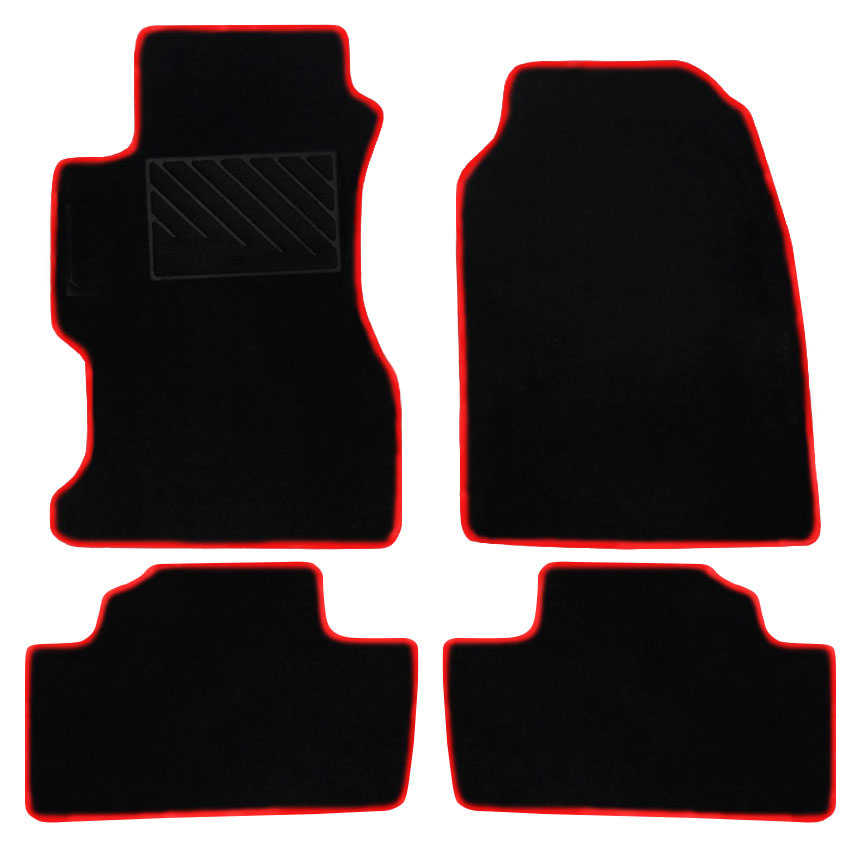 Μοκέτα Tuft μαύρη με κόκκινο ρέλι για Honda Civic Type R 3D (VII) 4τμχ