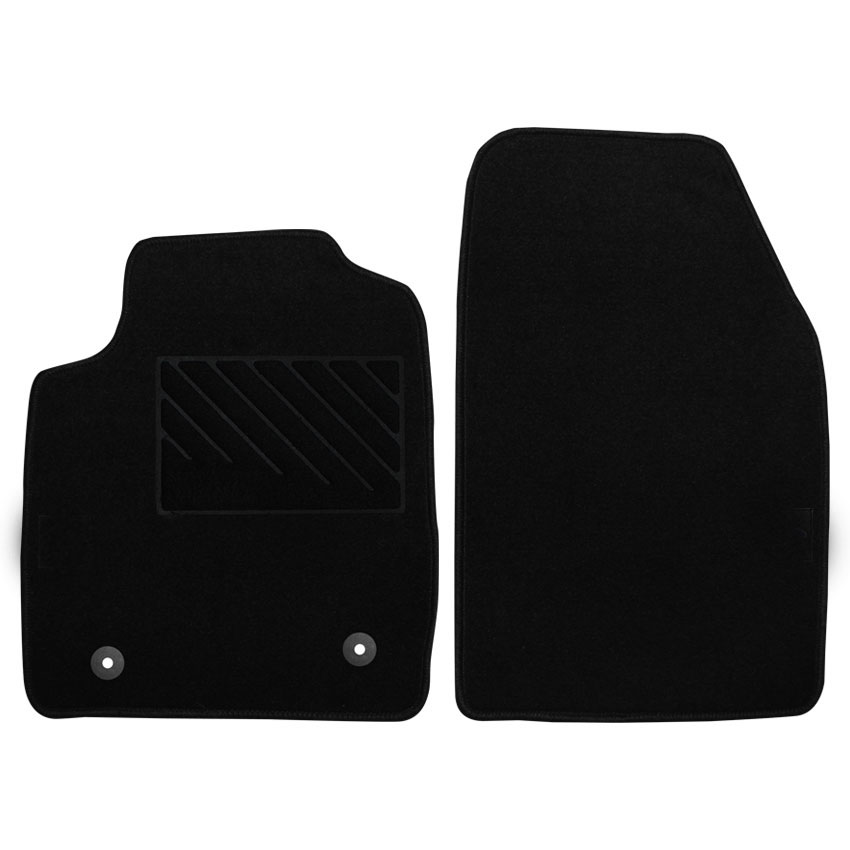 Μοκέτα Tuft μαύρη για Ford Fiesta VI με στρογγυλά κουμπώματα 2τμχ