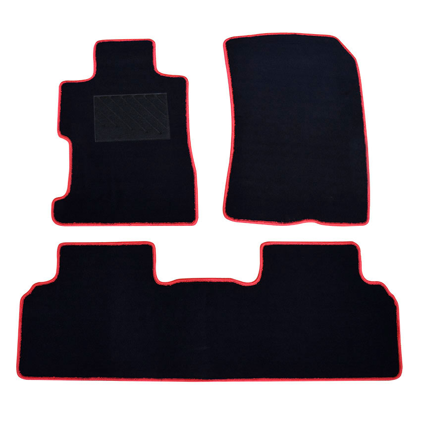 Μοκέτα Tuft μαύρη με κόκκινο ρέλι για Honda Civic VIII 4D με velcro 3τμχ