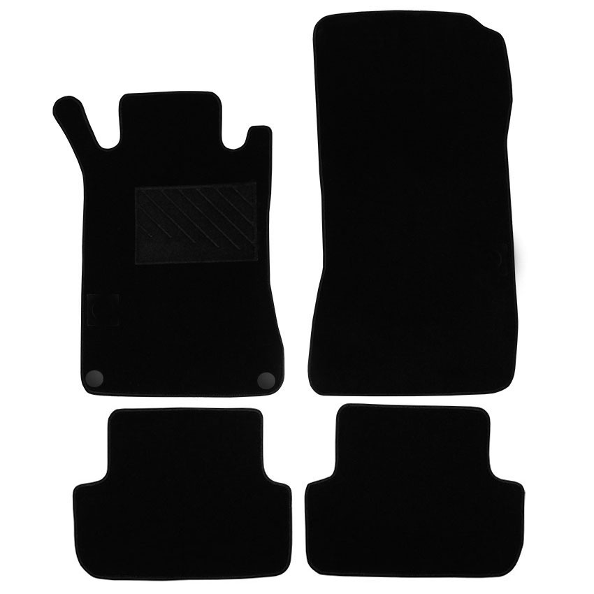 Μοκέτα Tuft μαύρη για Mercedes CLK (C209) με στρογγυλά κουμπώματα 4τμχ