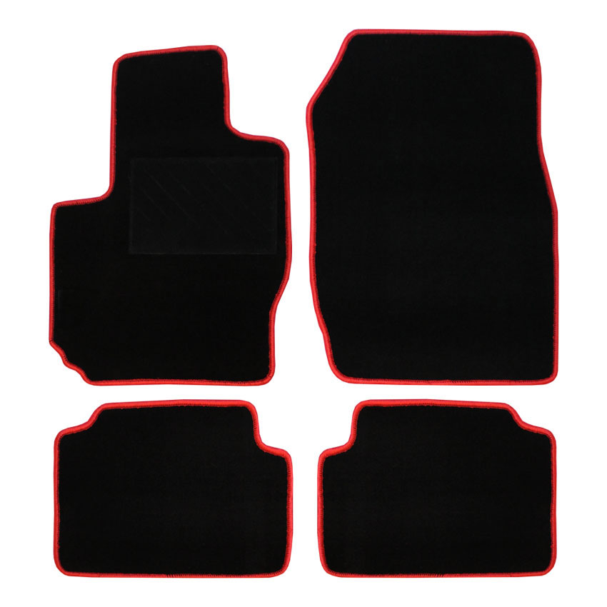 Μοκέτα Tuft μαύρη με κόκκινο ρέλι για Mitsubishi Colt 3D 4τμχ