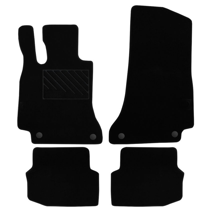 Μοκέτα Tuft μαύρη για Mercedes C - Class (C205) με στρογγυλά κουμπώματα