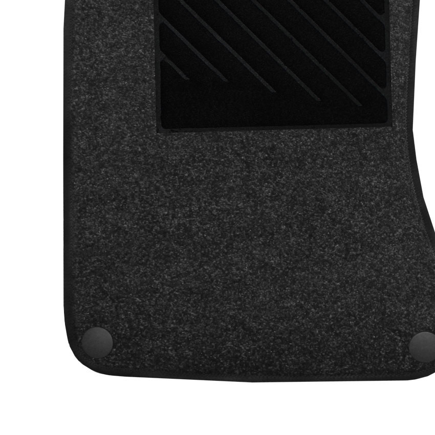 Μοκέτα Clan σταχτί με γκρι ρέλι για Mercedes C-Class (W203) / CLC με στρογγυλά κουμπώματα 4τμχ