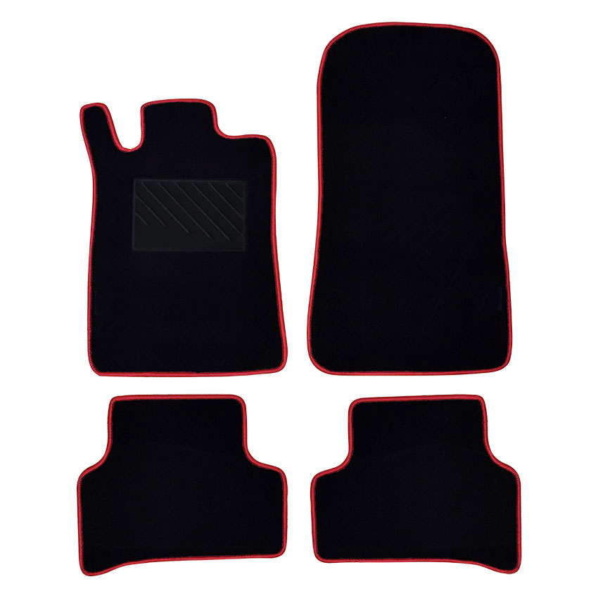 Μοκέτα Tuft μαύρη με κόκκινο ρέλι για Mercedes CLK (W208/C208) 4τμχ