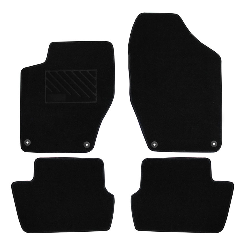 Μοκέτα Tuft μαύρη για Peugeot 308 (I) με στρογγυλά κουμπώματα 4τμχ