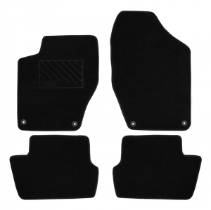 Πατάκια δαπέδου μοκέτας Tuft μαύρη για Peugeot 308 (I) με στρογγυλά κουμπώματα 4τμχ