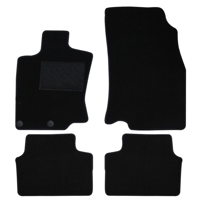 Μοκέτα Tuft μαύρη για Nissan Qashqai II (J11) με στρογγυλά κουμπώματα 4τμχ