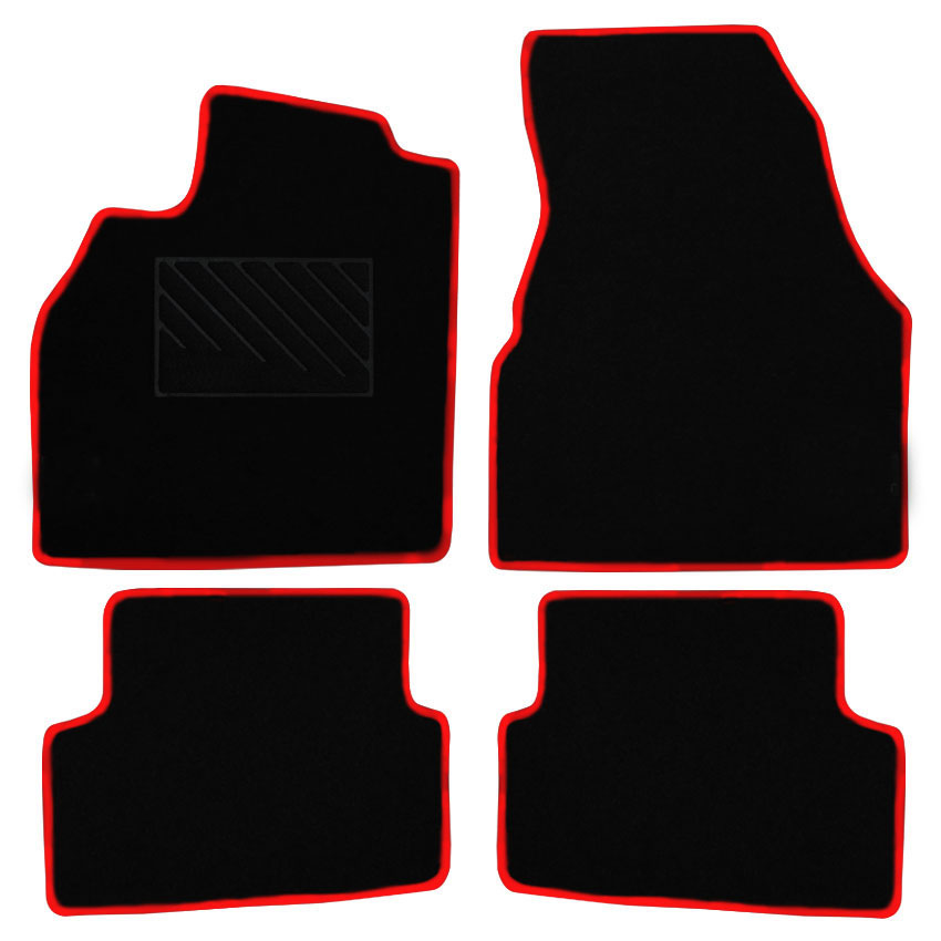 Μοκέτα Tuft μαύρη με κόκκινο ρέλι για Renault Megane II 4τμχ
