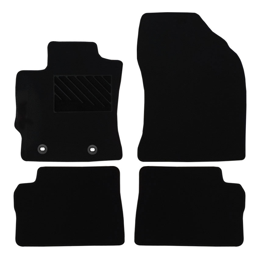 Μοκέτα Tuft μαύρη για Toyota Auris (II) με οβάλ κουμπώματα 4τμχ