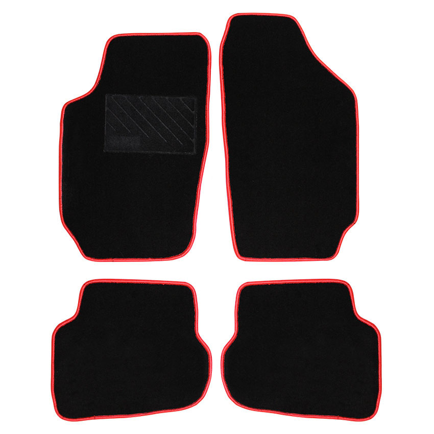 Μοκέτα Tuft μαύρη με κόκκινο ρέλι για Seat Ibiza III / Cordoba II 4τμχ