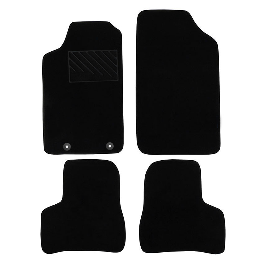 Μοκέτα Tuft μαύρη για Peugeot 206 / 206+ με στρογγυλά κουμπώματα 4τμχ