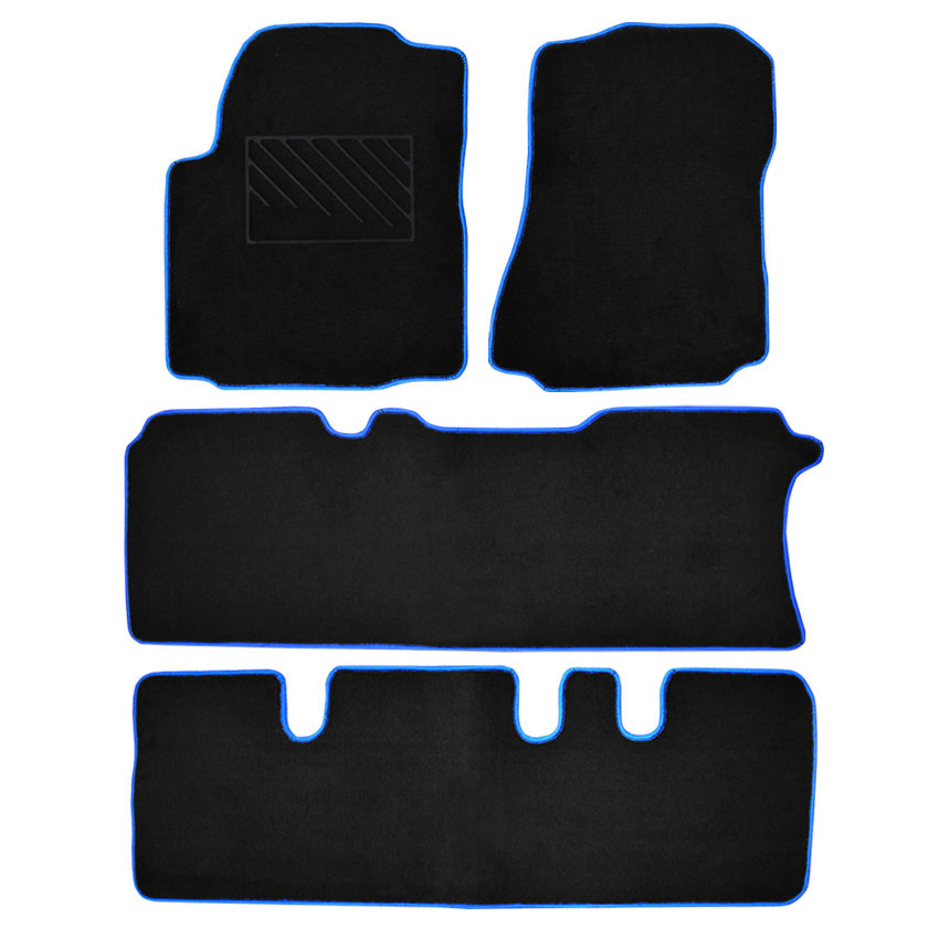 Πατάκια δαπέδου μοκέτας Tuft μαύρα με μπλε ρέλι για Nissan NV200 4τμχ