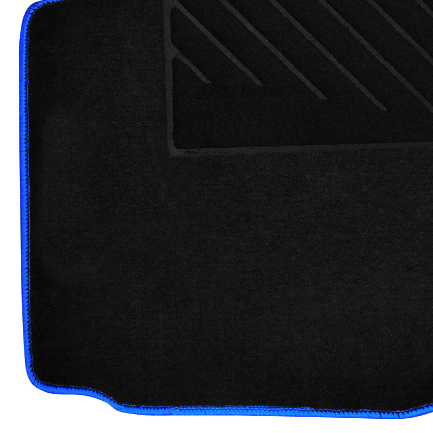 Πατάκια δαπέδου μοκέτας Tuft μαύρα με μπλε ρέλι για Nissan NV200 4τμχ