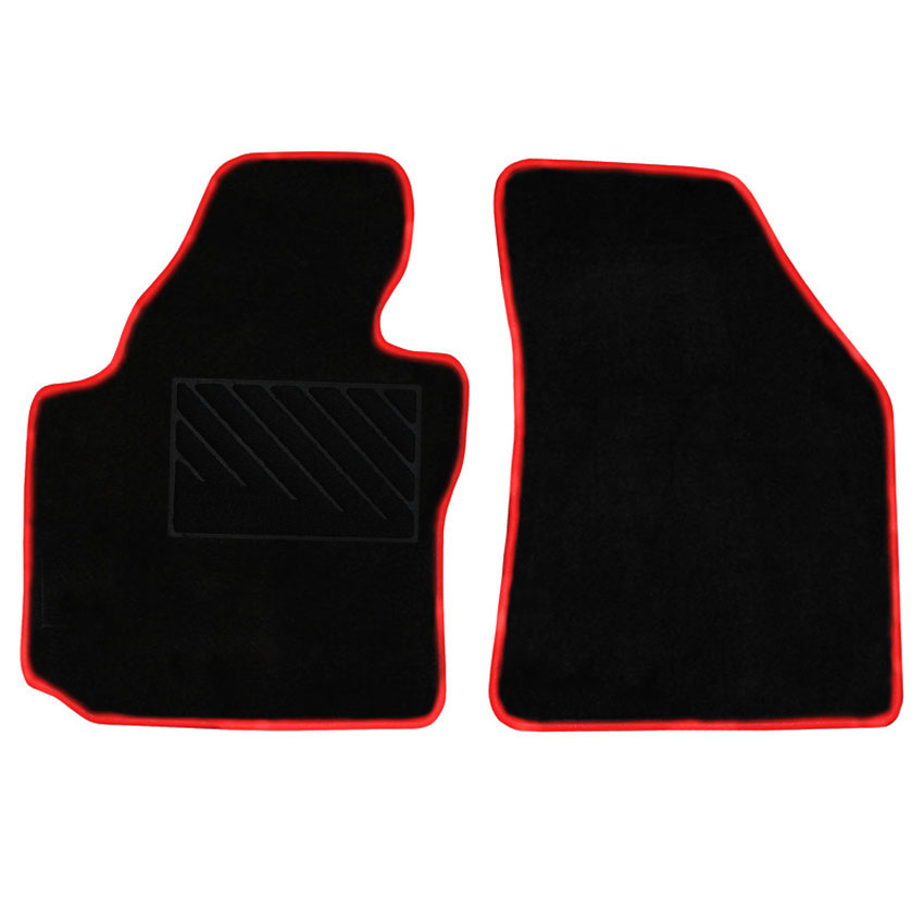 Μοκέτα Tuft μαύρη με κόκκινο ρέλι για VW Caddy III 2τμχ
