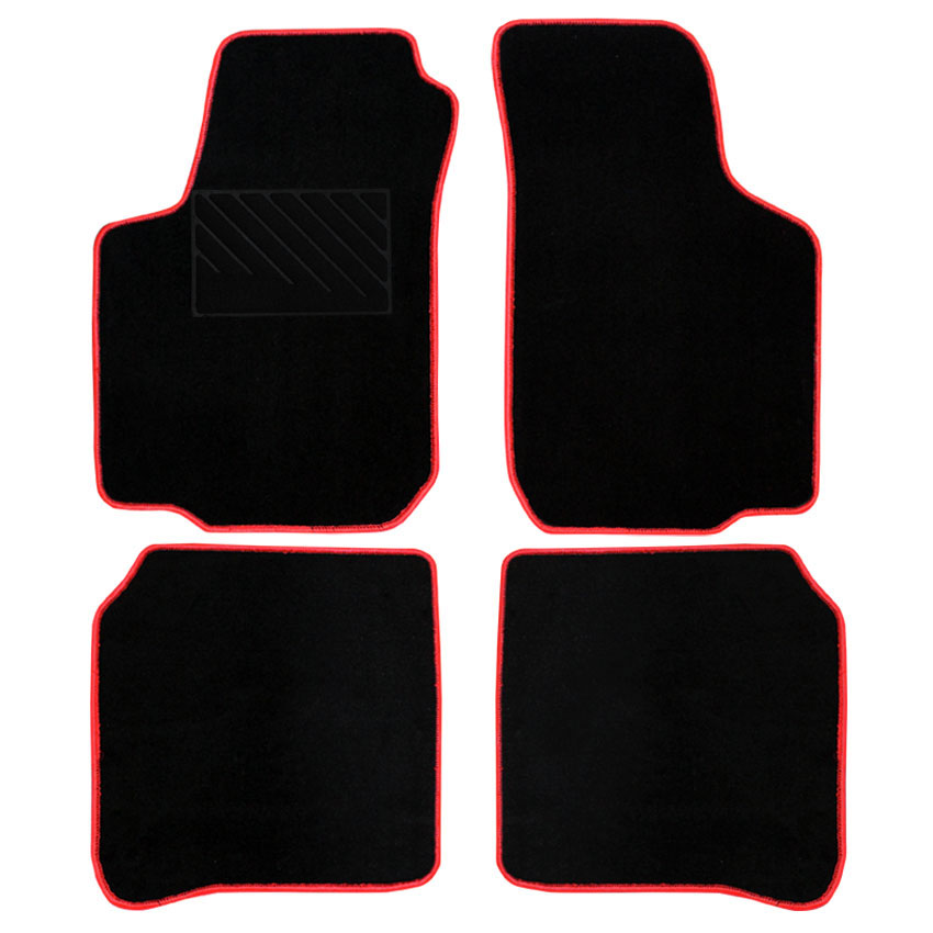 Μοκέτα Tuft μαύρη με κόκκινο ρέλι για Seat Leon I / Toledo II 4τμχ
