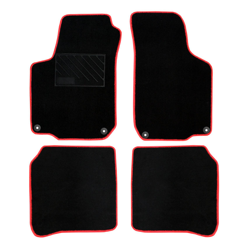 Μοκέτα Tuft μαύρη με κόκκινο ρέλι για Seat Leon I / Toledo II με κουμπώματα