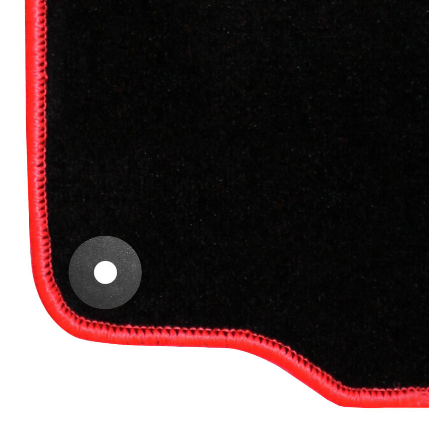 Μοκέτα Tuft μαύρη με κόκκινο ρέλι για Seat Leon I / Toledo II με κουμπώματα