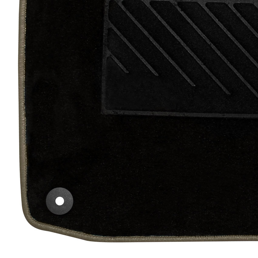 Μοκέτα Tuft μαύρη με μπεζ ρέλι για Skoda Octavia 5 (II) με στρογγυλά κουμπώματα