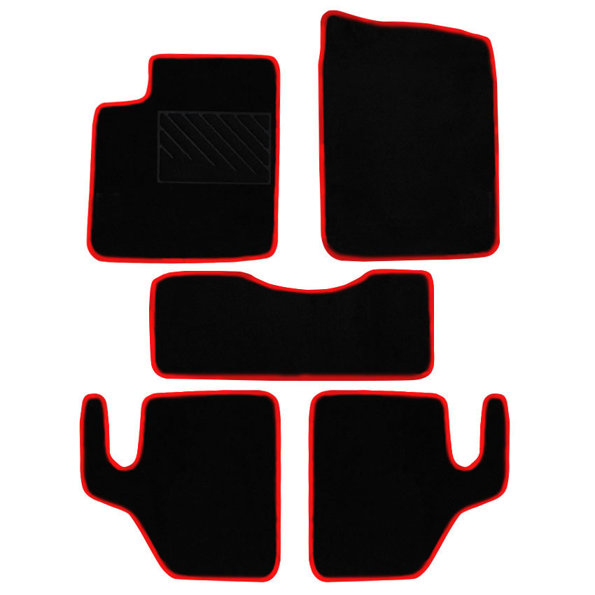 Μοκέτα Tuft μαύρη με κόκκινο ρέλι για Suzuki Grand Vitara (I) 3D 5τμχ