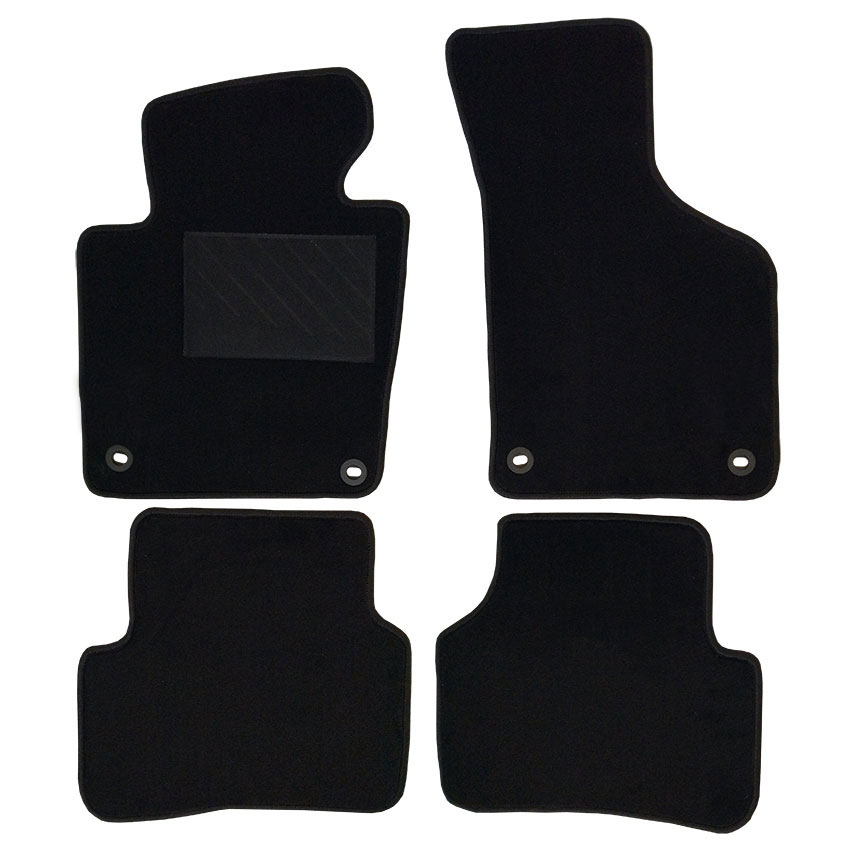 Μοκέτα Tuft μαύρη για VW Passat B6/B7 με οβάλ κουμπώματα 4τμχ