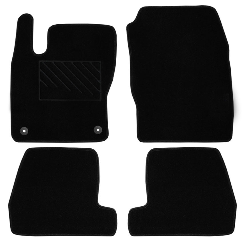 Μοκέτα Tuft μαύρη για Ford Focus III με στρογγυλά κουμπώματα 4τμχ