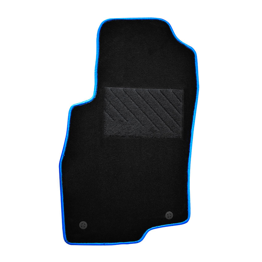 Μοκέτα Tuft μαύρη με μπλε ρέλι για Fiat Punto Evo με κουμπώματα δαχτυλίδια 4τμχ