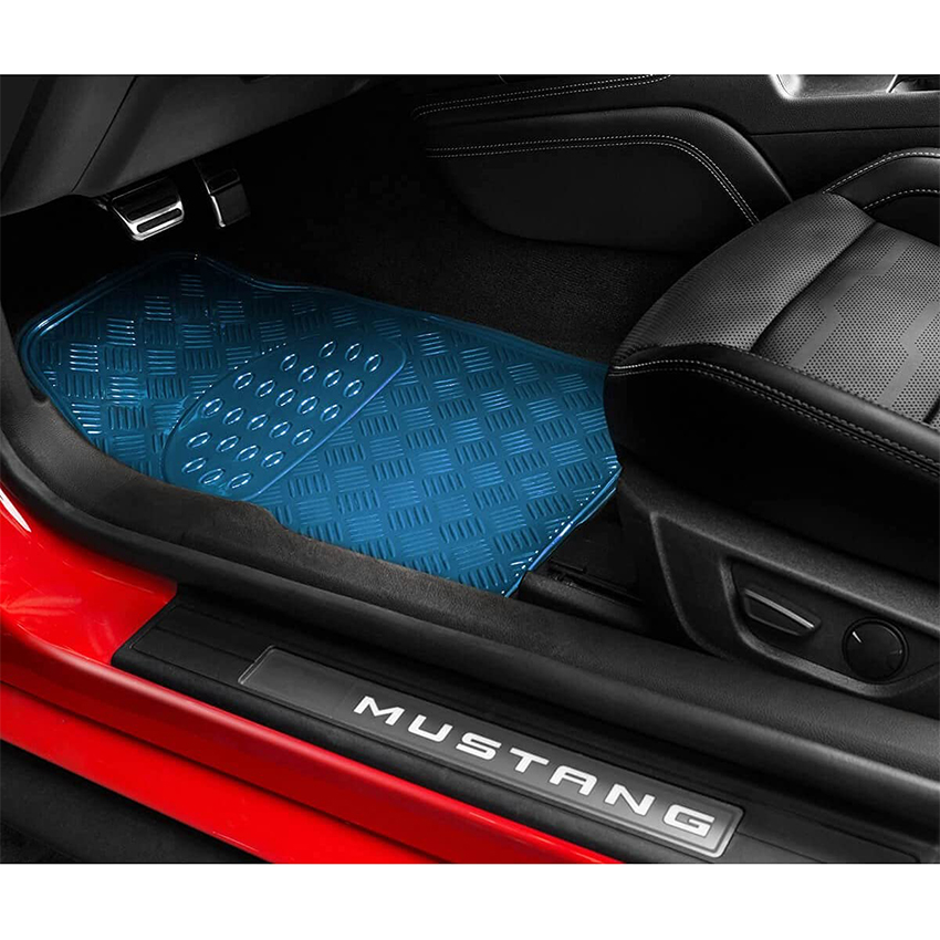 Πατάκια δαπέδου PVC Universal όψη γαλάζιο αλουμίνιο 4τμχ