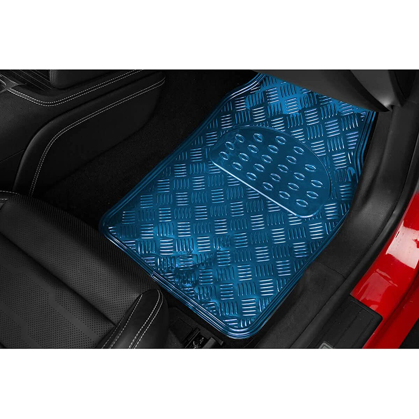 Πατάκια δαπέδου PVC Universal όψη γαλάζιο αλουμίνιο 4τμχ