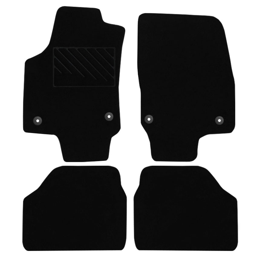 Μοκέτα Velgum μαύρη για Opel Astra H με στρογγυλά κουμπώματα 4τμχ