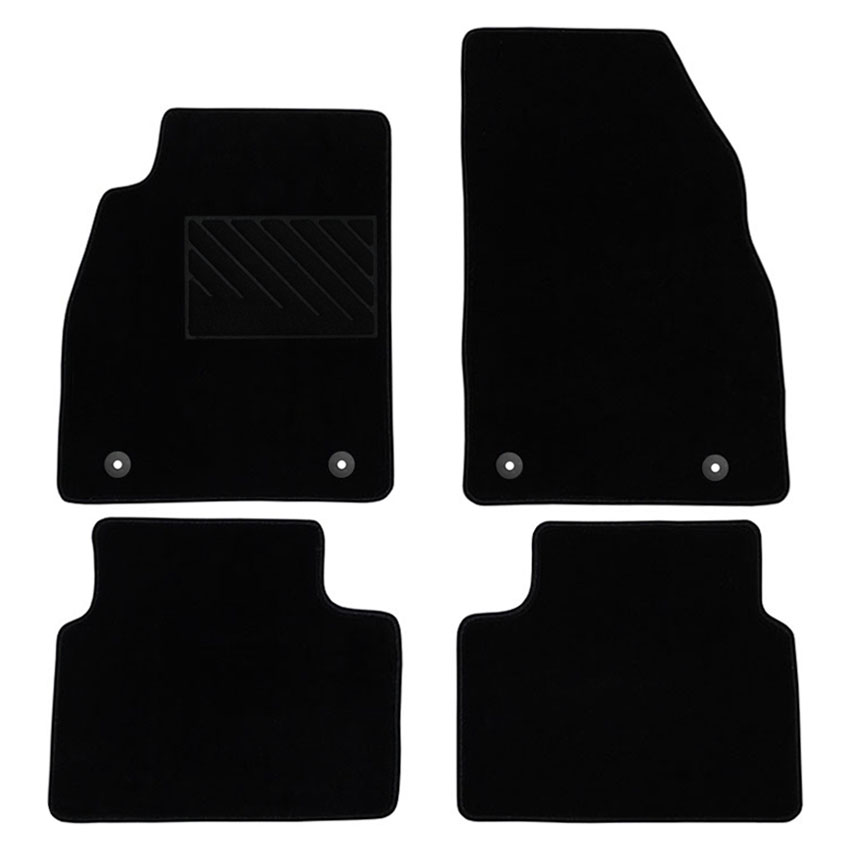 Μοκέτα Velgum μαύρη για Opel Insignia (A) με στρογγυλά κουμπώματα 4τμχ