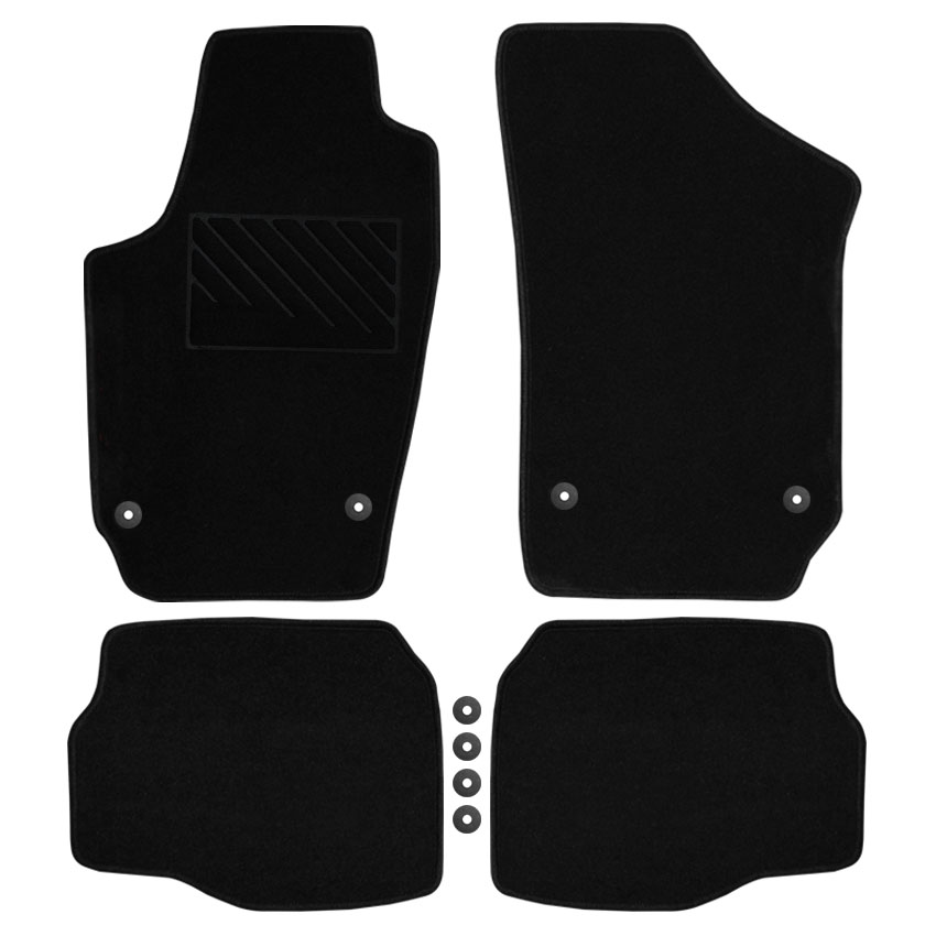 Μοκέτα Velgum μαύρη για VW Polo IV / Fox με στρογγυλά κουμπώματα 4τμχ