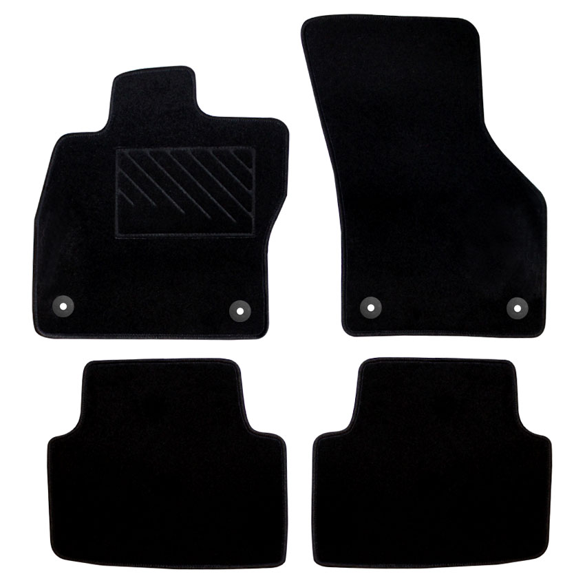Μοκέτα Velgum μαύρη για Skoda Octavia III με στρογγυλά κουμπώματα 4τμχ