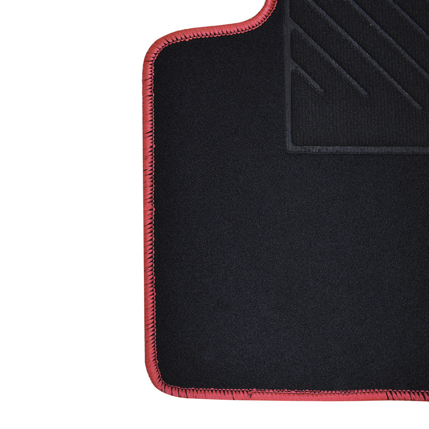 Πατάκια δαπέδου μοκέτας Velgum μαύρη με κόκκινο ρέλι για Fiat Panda (II) 4τμχ