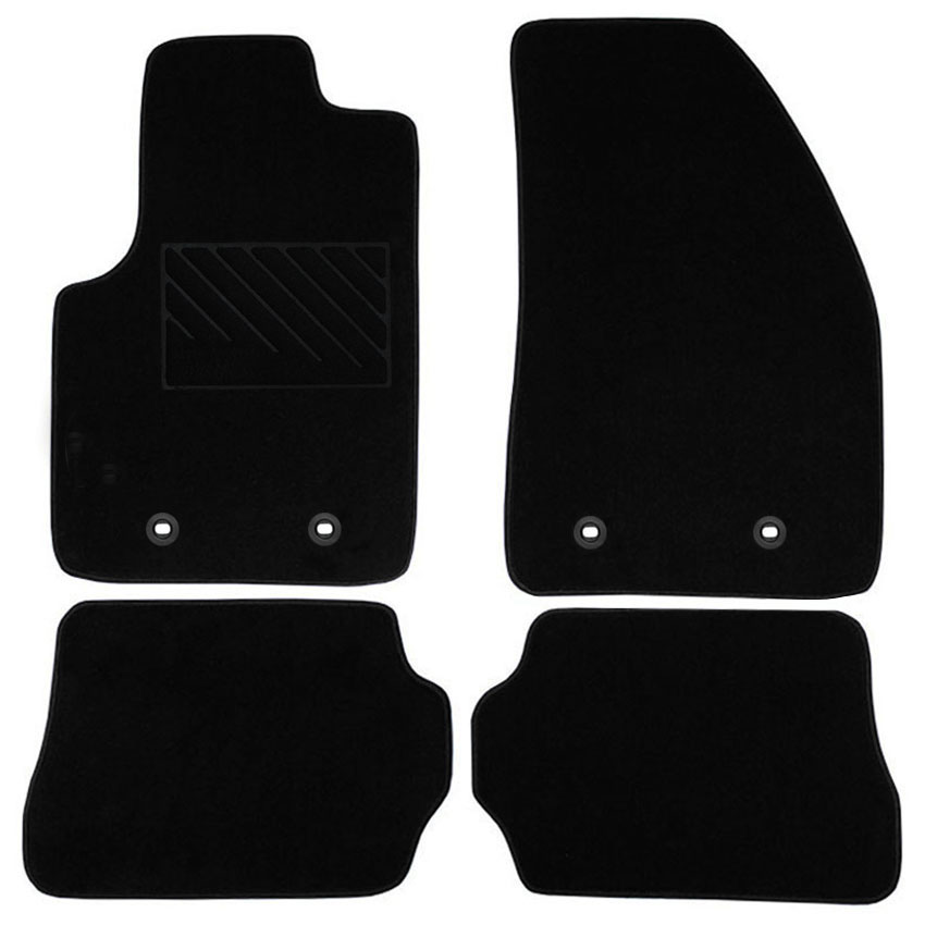 Μοκέτα Velgum μαύρη για Ford Fiesta V / Fusion με οβάλ κουμπώματα 4τμχ