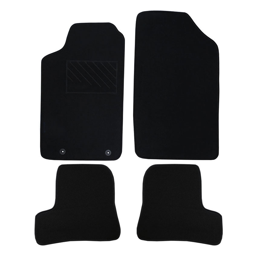 Μοκέτα Tuft μαύρη για Peugeot 206 CC με στρογγυλά κουμπώματα 4τμχ