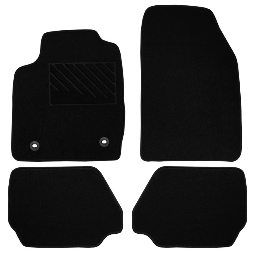Μοκέτα Velgum μαύρη για Ford Fiesta VI με οβάλ κουμπώματα 4τμχ
