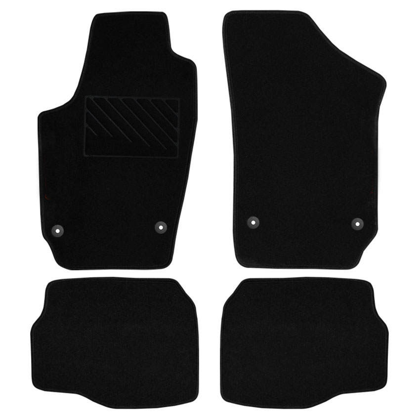 Μοκέτα Velgum μαύρη για VW Polo IV / Fox με στρογγυλά κουμπώματα 4τμχ