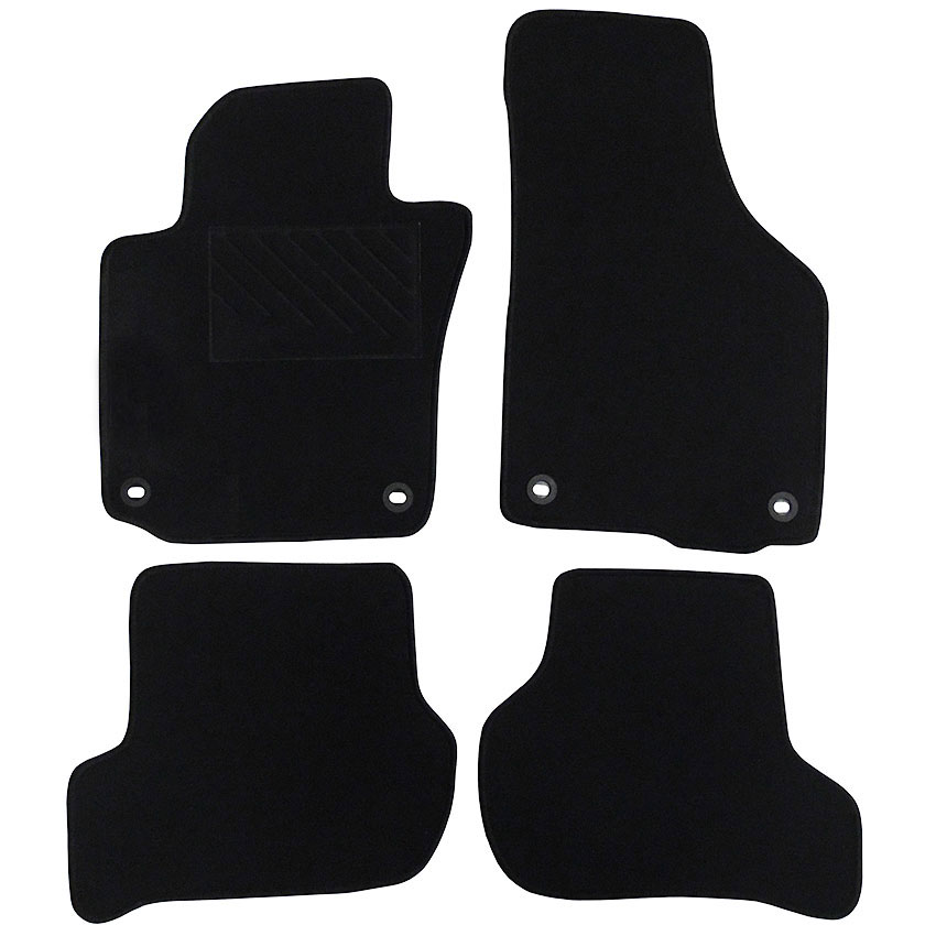 Μοκέτα Velgum μαύρη για VW Golf (V/VI) / Golf Plus / Jetta / EOS / Scirocco με οβάλ κουμπώματα 4τμχ