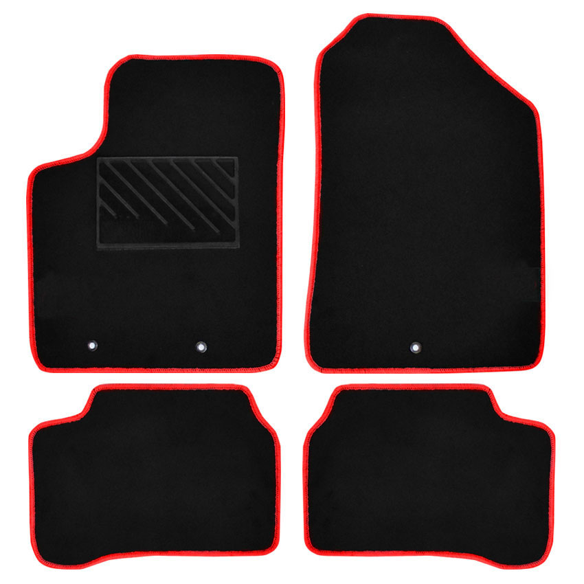 Πατάκια δαπέδου μοκέτας Clan μαύρα με κόκκινο ρέλι για Kia Picanto II (TA) 4τμχ