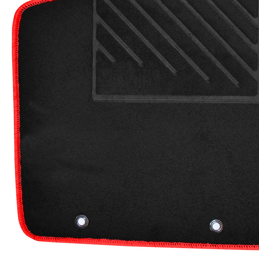 Πατάκια δαπέδου μοκέτας Clan μαύρα με κόκκινο ρέλι για Kia Picanto II (TA) 4τμχ