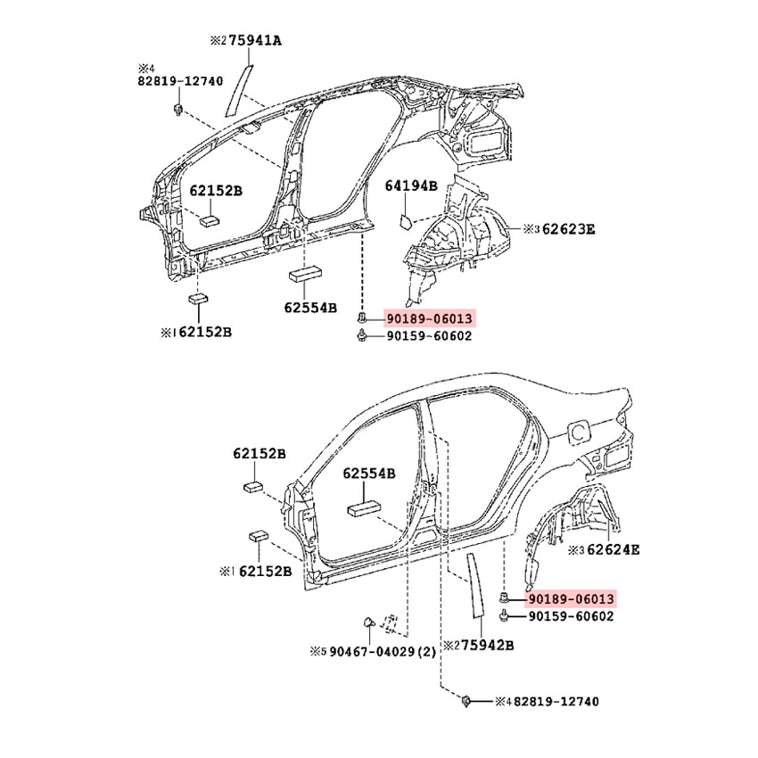 Κλιπ εσωτερικό οπίσθιου προφυλακτήρα Toyota / Lexus 20mm (10τμχ)