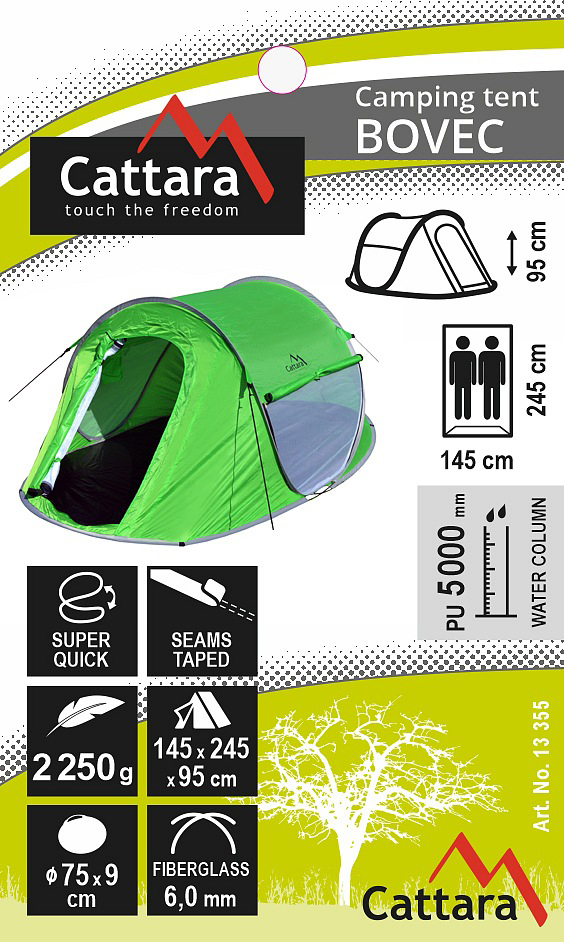 Σκηνή camping 2 ατόμων Bovec 245x145x95cm PU5000mm