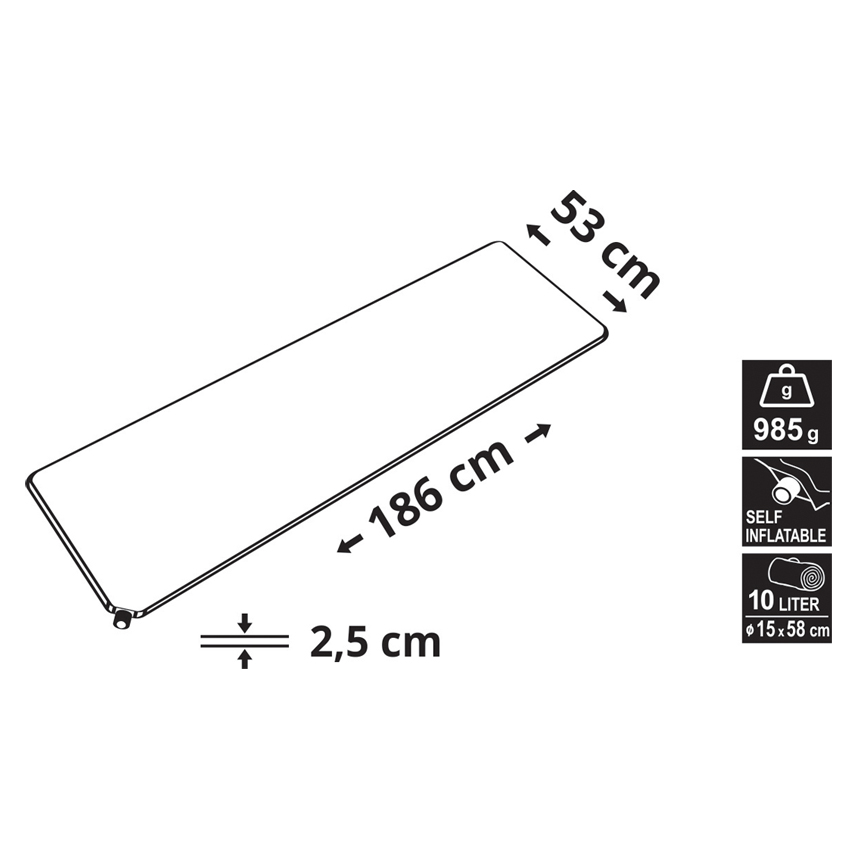 Στρώμα Camping αυτοφούσκωτο 186x53x2.5cm μπλε