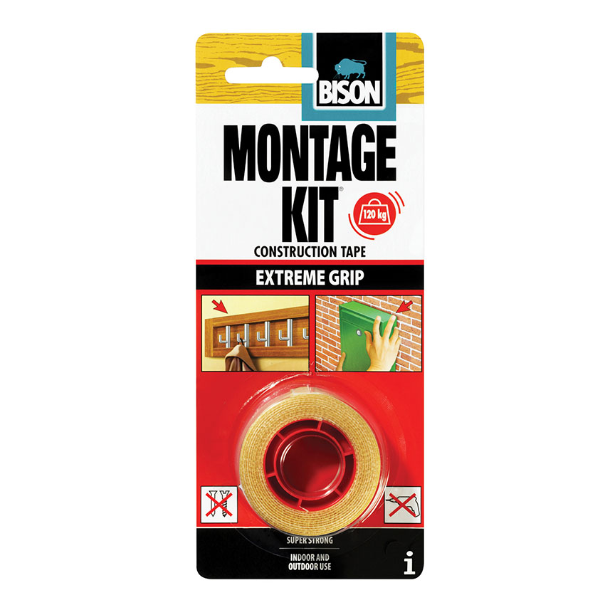 Ταινία διπλής όψης Bison Montage Kit 1,5m x 19mm