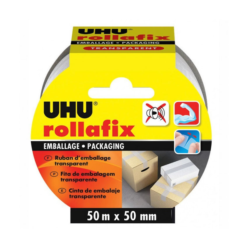Ταινία συσκευασίας διάφανη UHU Rollafix 50mx50mm