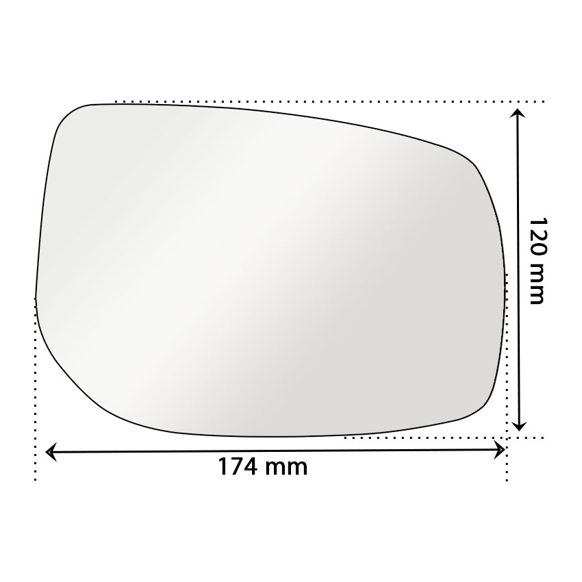 Kρύσταλλο καθρέπτη δεξί για Toyota Yaris II