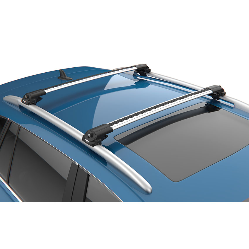 Μπάρες οροφής αλουμινίου με άκρα και κλειδαριά Turtle Air1 ασημί για Volkswagen Tiguan/Allspace