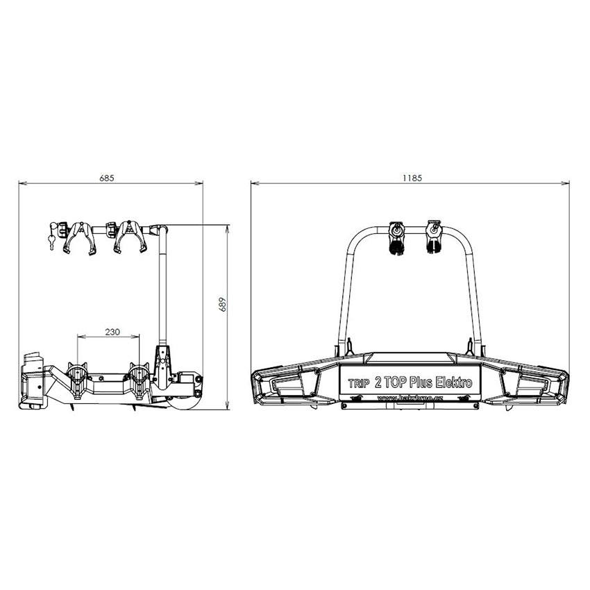 Βάση ηλεκτρικών ποδηλάτων κοτσαδόρου Hakr Trip 2 Top Plus Elektro